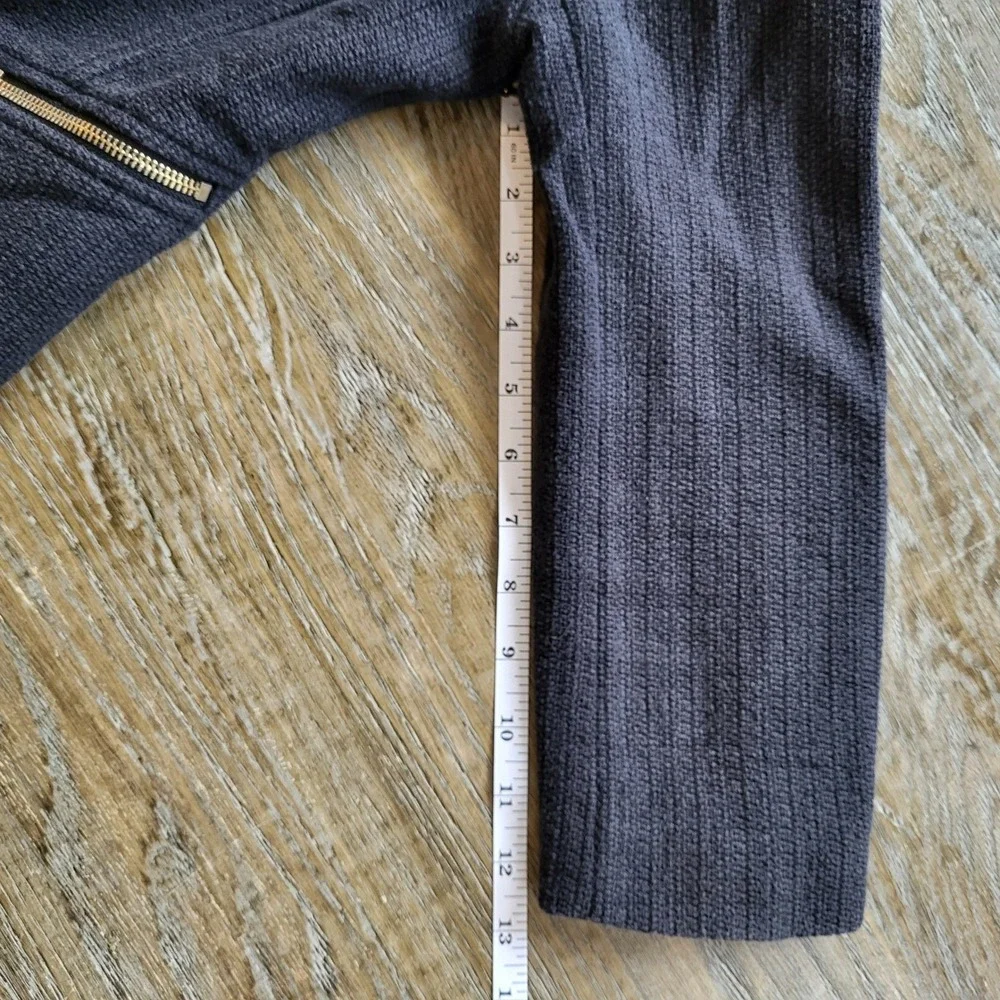 Ann Taylor Petite Moto Jacket Textured Tweed Gold Zip Charcoal Black 4P